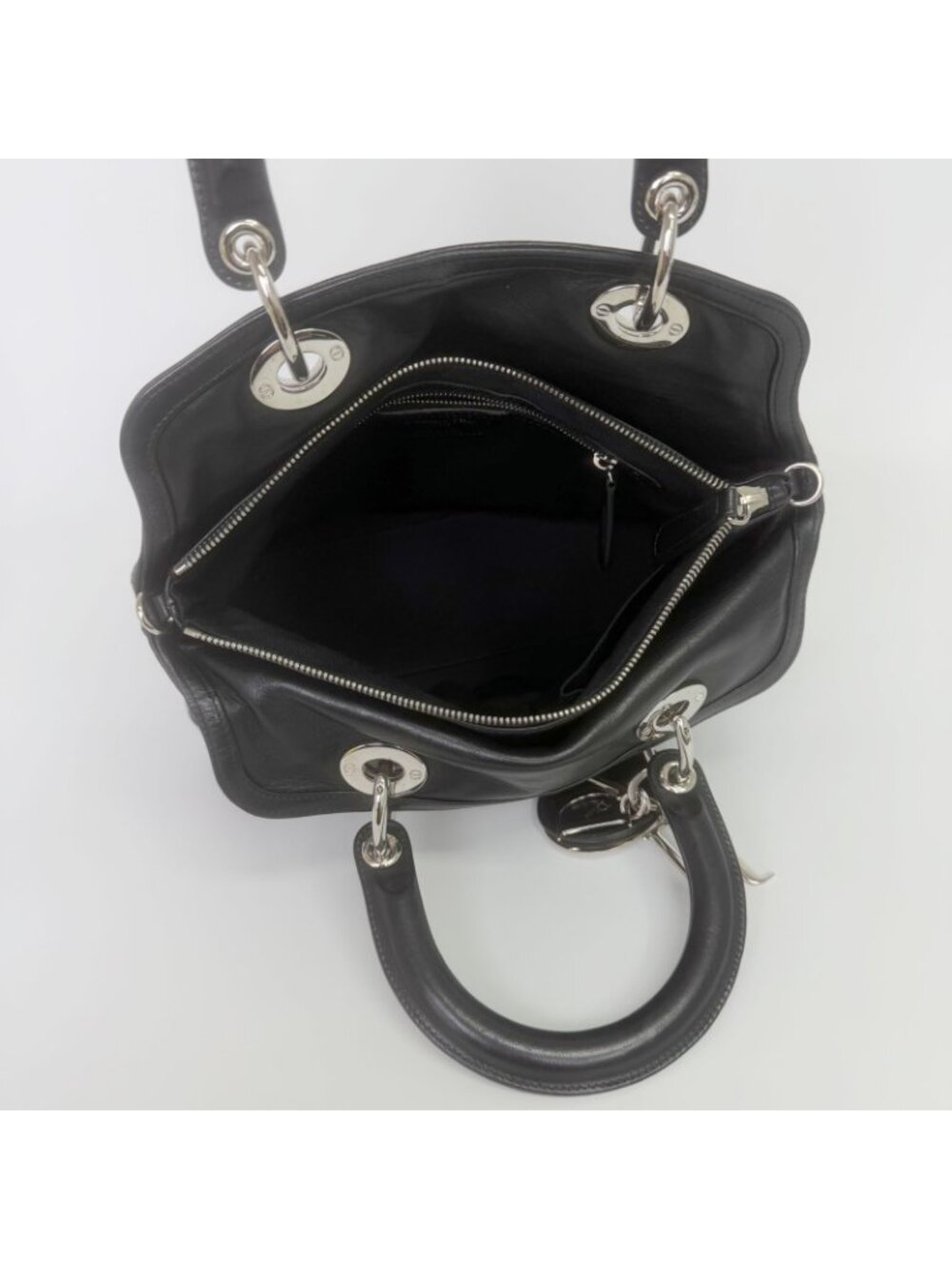 Dior Lady Cannage Large Shoulder Bag Leather Black Vintage - Picture 15 of 16